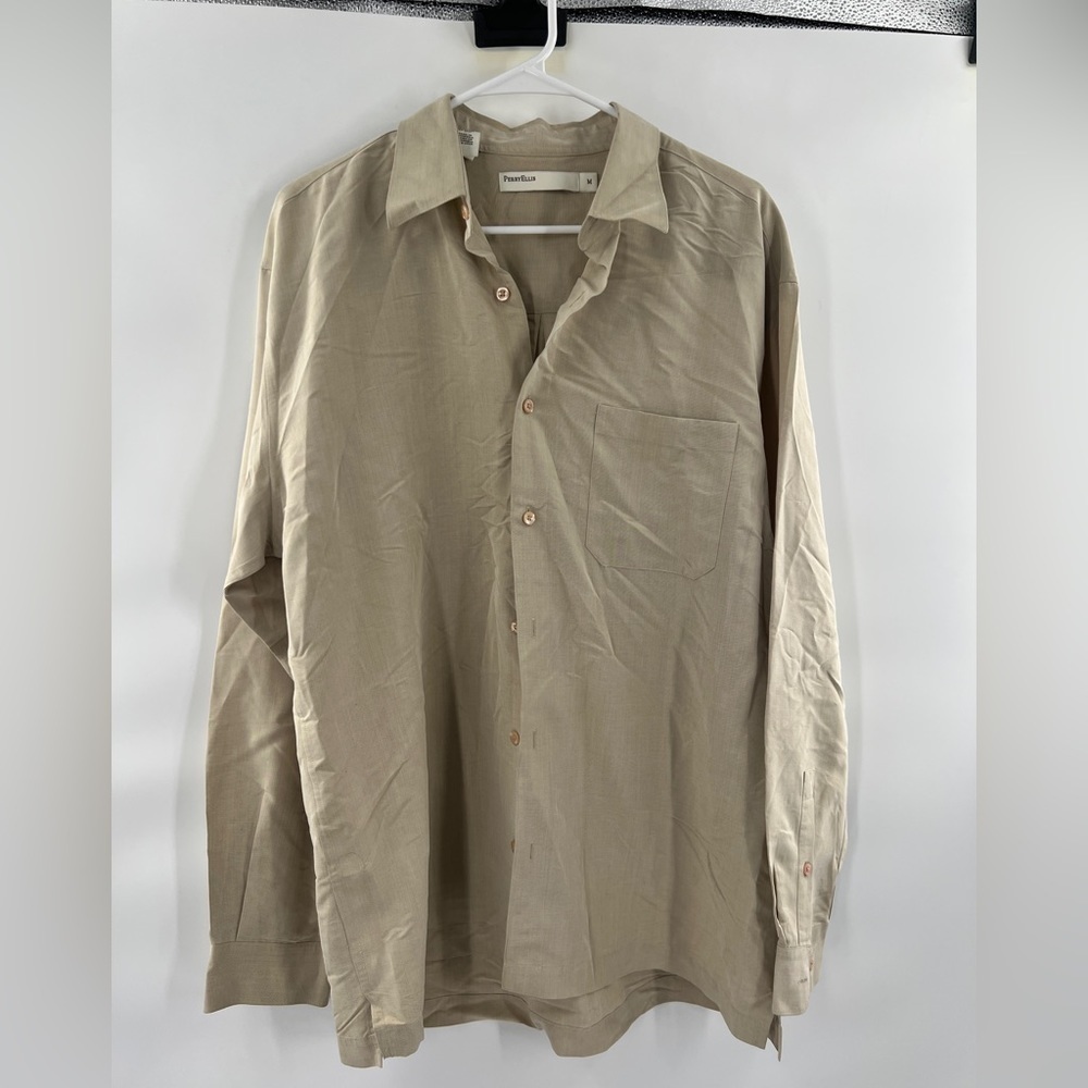 Perry Ellis brown button down dress shirt size M
